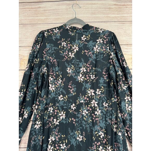 Velvet by Graham & Spencer Long Sleeve Keyhole Floral Slip Dress Women's M Green - Picture 4 of 16